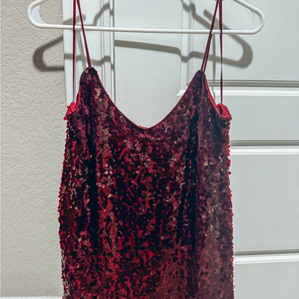 Wayf Sequin Red Cami Top